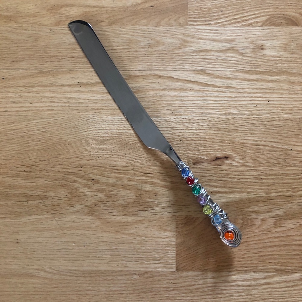 Embellished cake knife.
